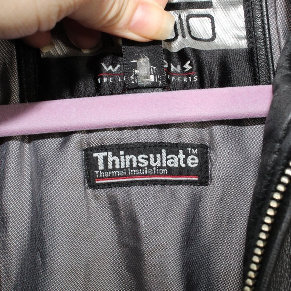 Wilsons Black Nylon Lined Zip Up Insulated Genuine Leather Jacket Size M - Picture 9 of 12